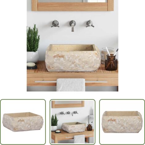Lavabo crema -  Lavandino Crema 30x30x13 cm in Marmo