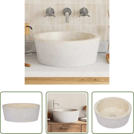 Lavabo crema -  Lavandino Crema Ø40x15 cm in Marmo