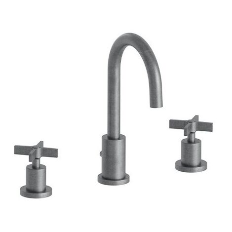 Lavabo Cross Road 3 Trous + Vidage Metal Brosse Robinetterie CROSS ROAD - CRISTINA ONDYNA CR20577