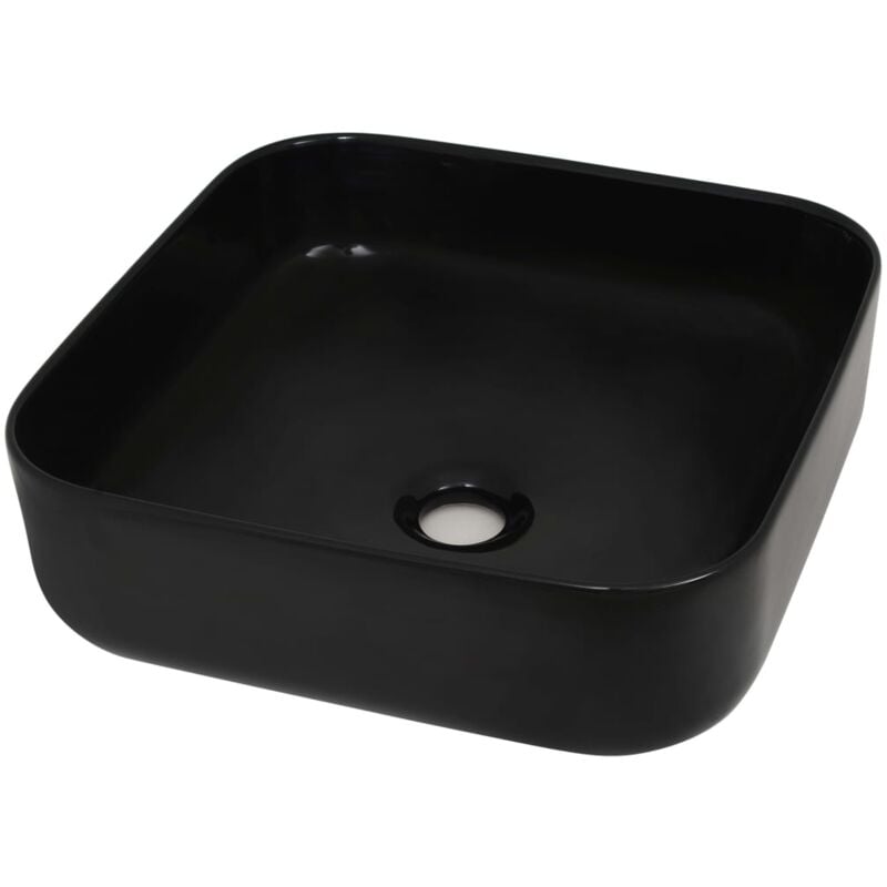 

Lavabo cuadrado de cerámica negro 38x38x13,5 cm - Negro - Vidaxl