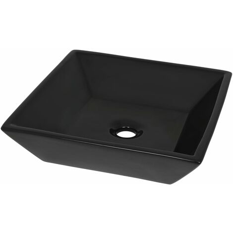 Lavabo cuadrado de cerámica negro 41,5x41,5x12 cm