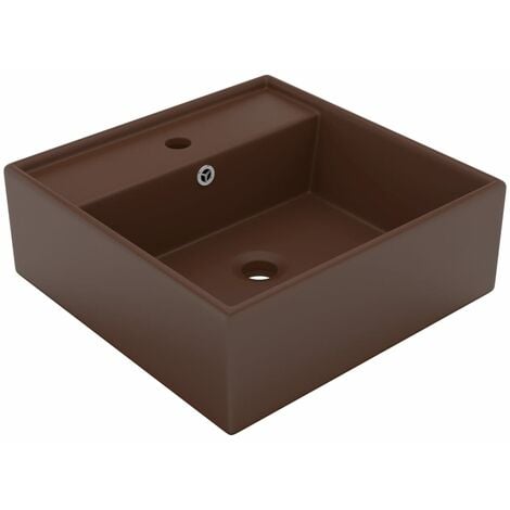 Lavabo cuadrado rebosadero cerámica azul oscuro mate 41x41cm