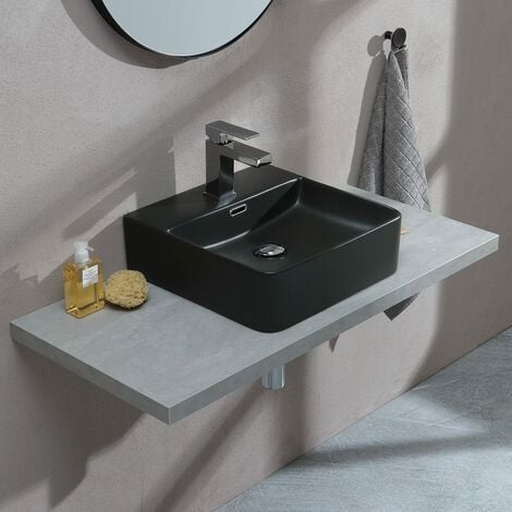 Lavabo cuadrado rebosadero cerámica azul oscuro mate 41x41cm