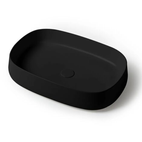 Lavabo da appoggio 60 cm rettangolare in ceramica nero opaco  Milos