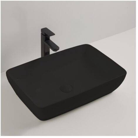 Lavabo da appoggio 9440B in ceramica 59x40x14.5 cm nero opaco