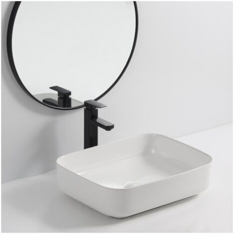 Lavabo da appoggio BOWL9391B in ceramica 50x39x13 cm. bianco