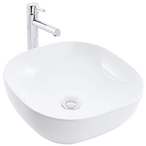 Lavello In Ceramica Bianco.Lavabo Da Appoggio Ceramica Bianco Tondeggiante Lavandino Lavello Arredo 44x44x14 Cm Finitura Lucido Confezione 1 4 8800124 1 1