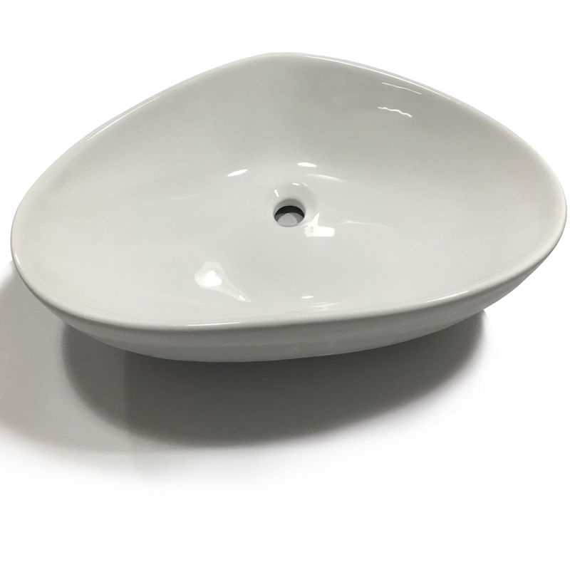 Lavello In Ceramica Bianco.Lavabo Da Appoggio Ceramica Bianco Triangolare Lavandino Lavello Arredo Misure 67x44x15 Cm Confezione 1 4 8800127 1 1