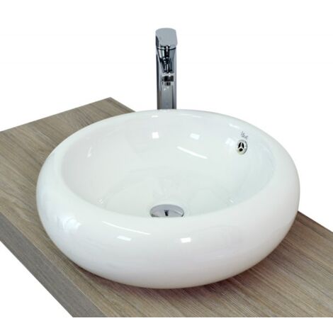 Lavabo da appoggio con troppo pieno 52x17cm bianco Mues Round