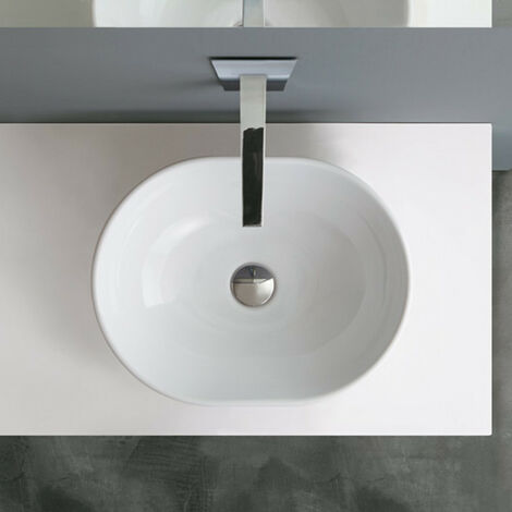 BOUNCE COUNTER LAVABO POLIURETANO CON MENSOLA APPOGGIO 35,7X5,9 BIANCO  codice prod: EVLACOU EVER Poliuretano e acciaio