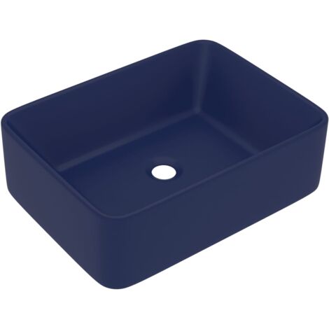 Lavabo da appoggio di lusso lavabo da bagno mobiletto rettangolare 41 x 30 cm ceramica blu scuro opaca 020002787
