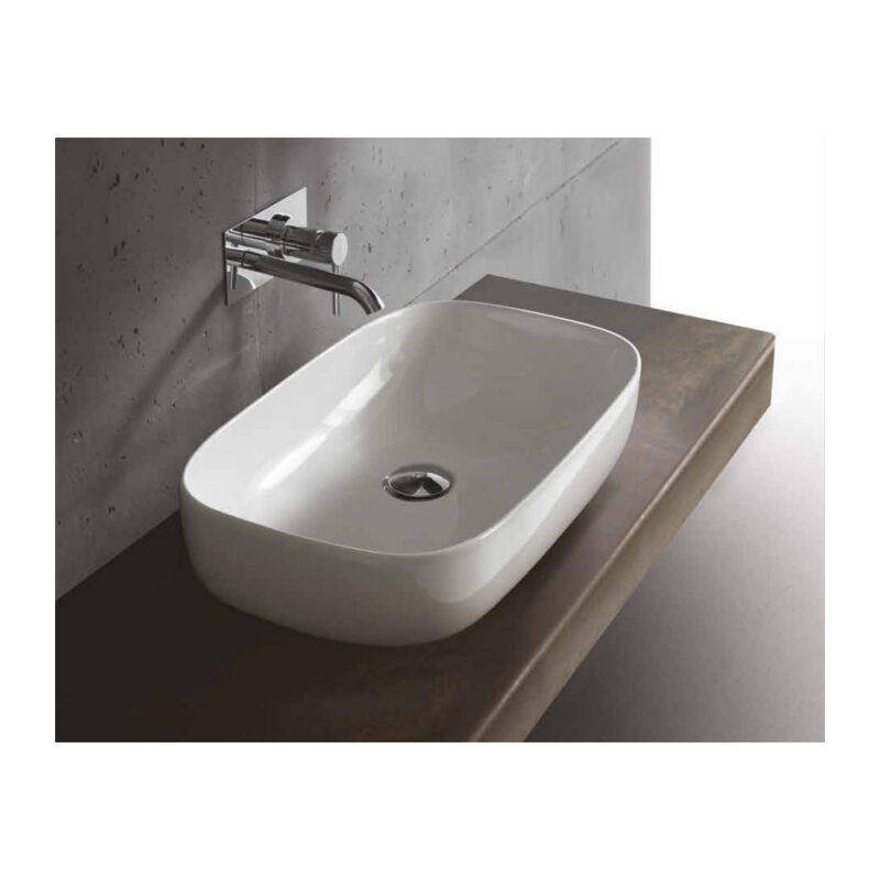 Lavabo Dream appoggio cm. 64x38 bianco lucido di Ceramica