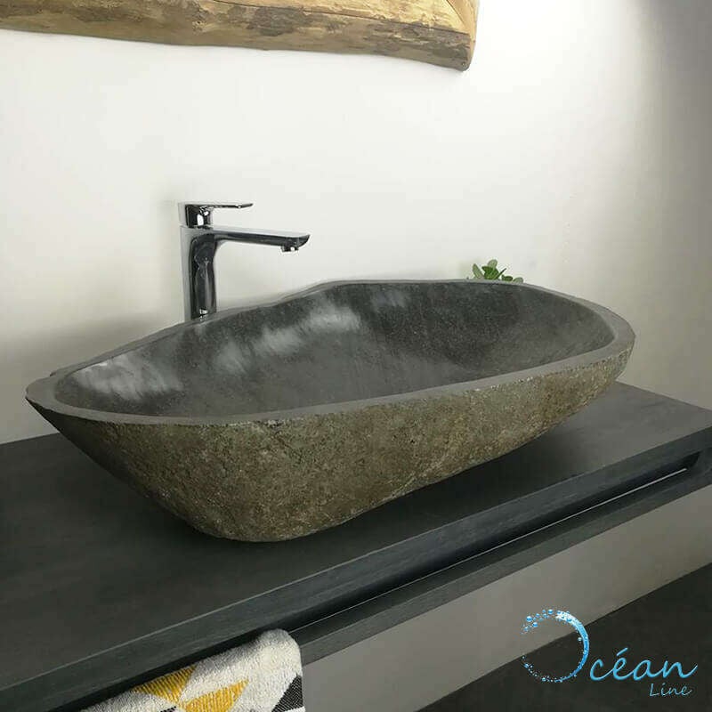 Ocean Line - Lavabo da appoggio - Pietra Rivière - 75 cm - galéo xl