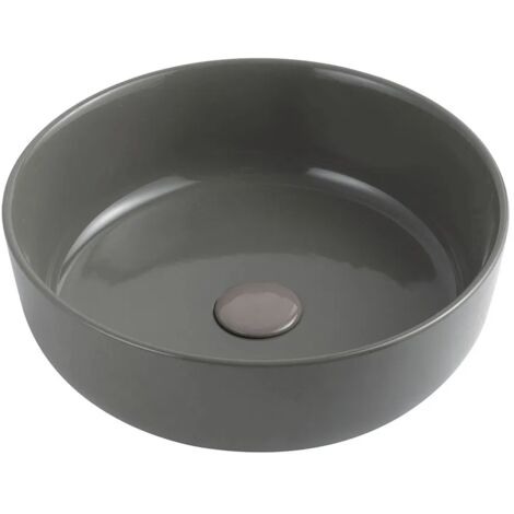 Lavabo da appoggio grigio cemento tondo 33 cm in ceramica  Zelos