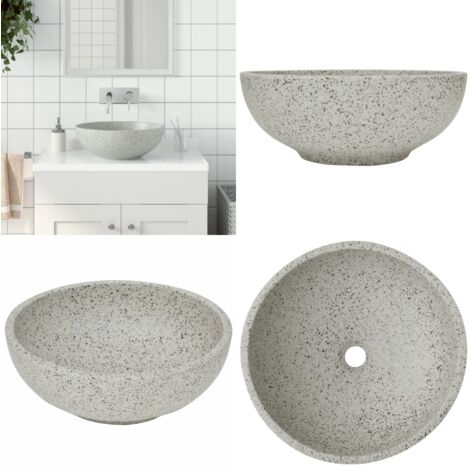 Lavabo da Appoggio Grigio Rotondo Φ41x14 cm Ceramica - Lavabo grigio - Lavabo ceramico