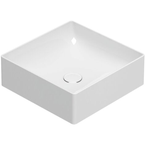 Lavabo da appoggio in ceramica 42x42 cm Globo T-EDGE B6Q42BI  Bianco - Ceramica