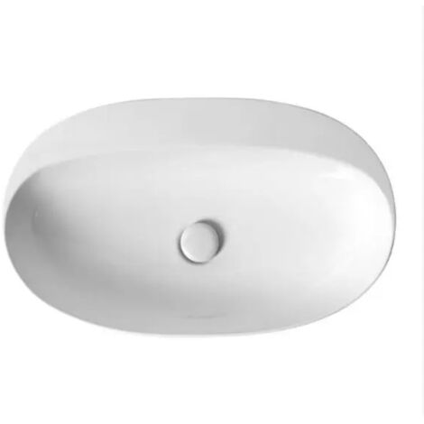 Lavabo da appoggio in ceramica bianca con foro modello circle 60x42 cm AZZURRA