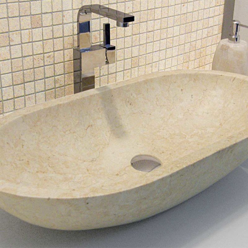 Lavandino Bagno In Marmo.Lavabo Da Appoggio In Marmo Ovale Beige Islaovbgd