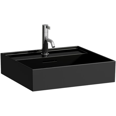 Lavabo da appoggio KARTELL 500 x 460 mm, fondo terra con troppopieno, 1 foro rubinetto nero LAUFEN