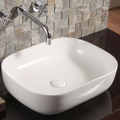 Lavabo da appoggio la48 cm 49 x 39,5 bianco piletta non inclusa