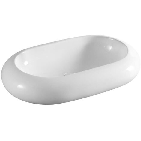 Lavabo da appoggio mod. la26 cm 63 x 40 bianco piletta non inclusa