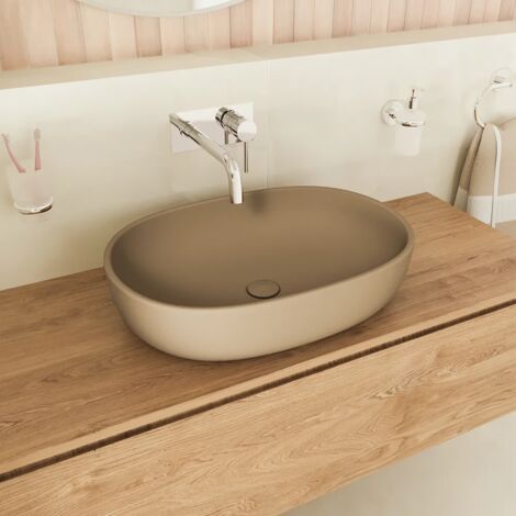 Lavabo da Appoggio Ovale 60x43x14,5 cm Tortora Opaco