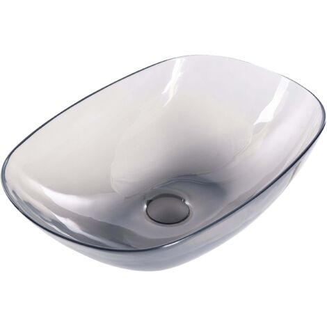 Lavabo da appoggio per bagno Superficie solida semitrasparente 540 x 360 mm Nero Moengo
