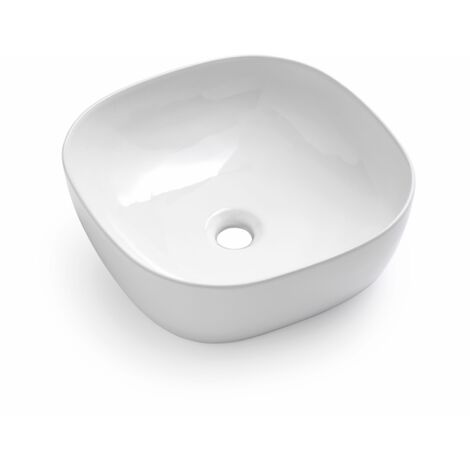 Lavabo da appoggio quadrato 40x40 cm in ceramica bianco