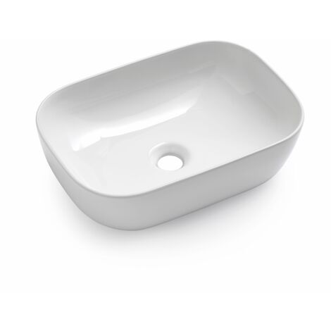 Lavabo da appoggio rettangolare 46x33 cm in ceramica bianco