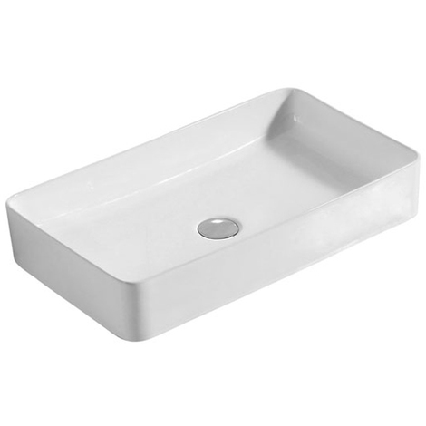 Lavello In Ceramica Per Cucina Da Appoggio.Lavabo Da Appoggio Rettangolare In Ceramica Bianca 61x35 Con Bordo Sottile La19