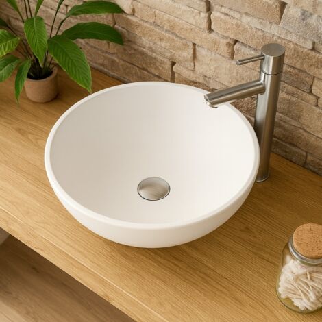 Lavabo da appoggio - Rotondo - 50 cm - Composito Bianco - BOLÉA
