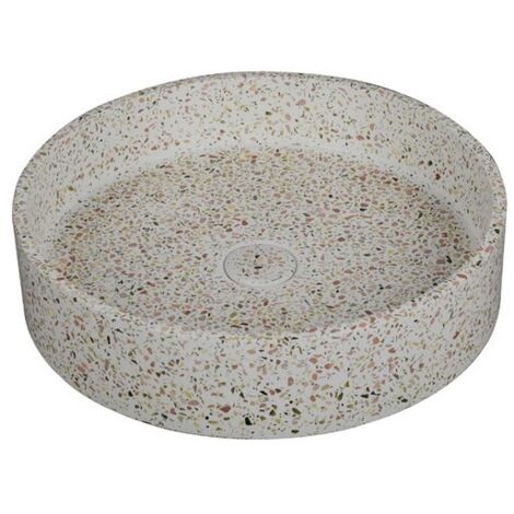 Lavabo da appoggio rotondo con finitura terrazzo beige  KTERE-430BE kamalu