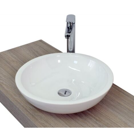 Lavabo da appoggio senza troppo pieno 47x14cm bianco Mues Stutru