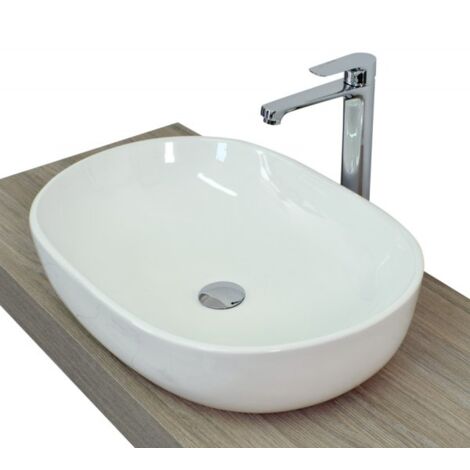 Lavabo da appoggio senza troppo pieno 60x42x14cm bianco Mues Opper