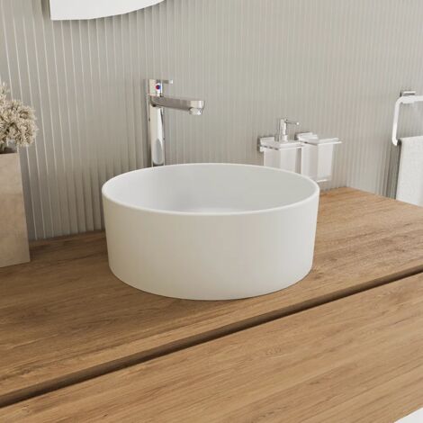 Lavabo da Appoggio Tondo 37,5x37,5x13,5 Bianco Opaco Mod. Tirreno