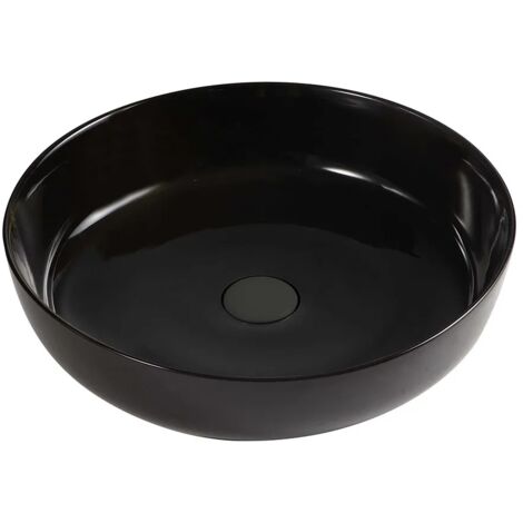 Lavabo da appoggio tondo 38,5 cm nero lucido in ceramica  Zelos