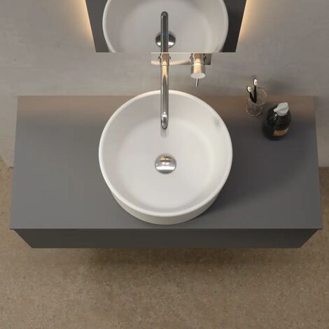 Lavabo da Appoggio Tondo 41x41x15,5 cm Bianco Opaco