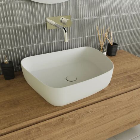 Lavabo da Appoggio Tondo 55,5x44x14 Bianco Opaco Mod. Persico