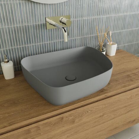 Lavabo da Appoggio Tondo 55,5x44x14 Grigio Opaco Mod. Persico