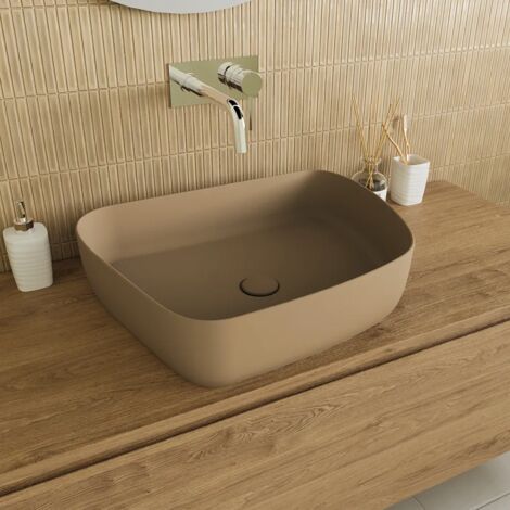 Lavabo da Appoggio Tondo 55,5x44x14 Tortora Opaco Mod. Persico