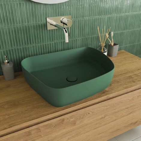 Lavabo da Appoggio Tondo 55,5x44x14 Verde Opaco Mod. Persico