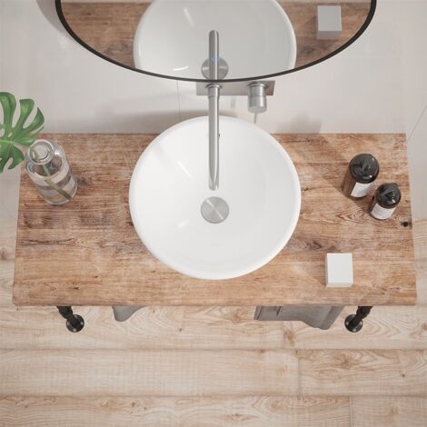 Lavabo da Appoggio Tondo con troppopieno 40x40x17 cm Bianco