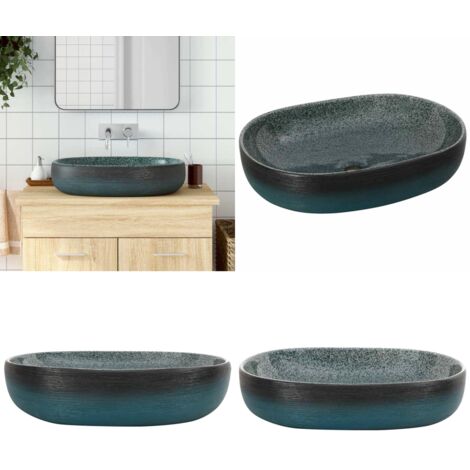 Lavabo da Appoggio Turchese Ovale 59x40x14 cm Ceramica - Lavabo turchese - Lavabo ovale