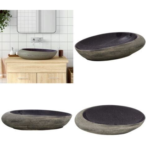 Lavabo da Appoggio Viola e Grigio Ovale 59x40x14 cm Ceramica - Ceramica - Lavabo viola