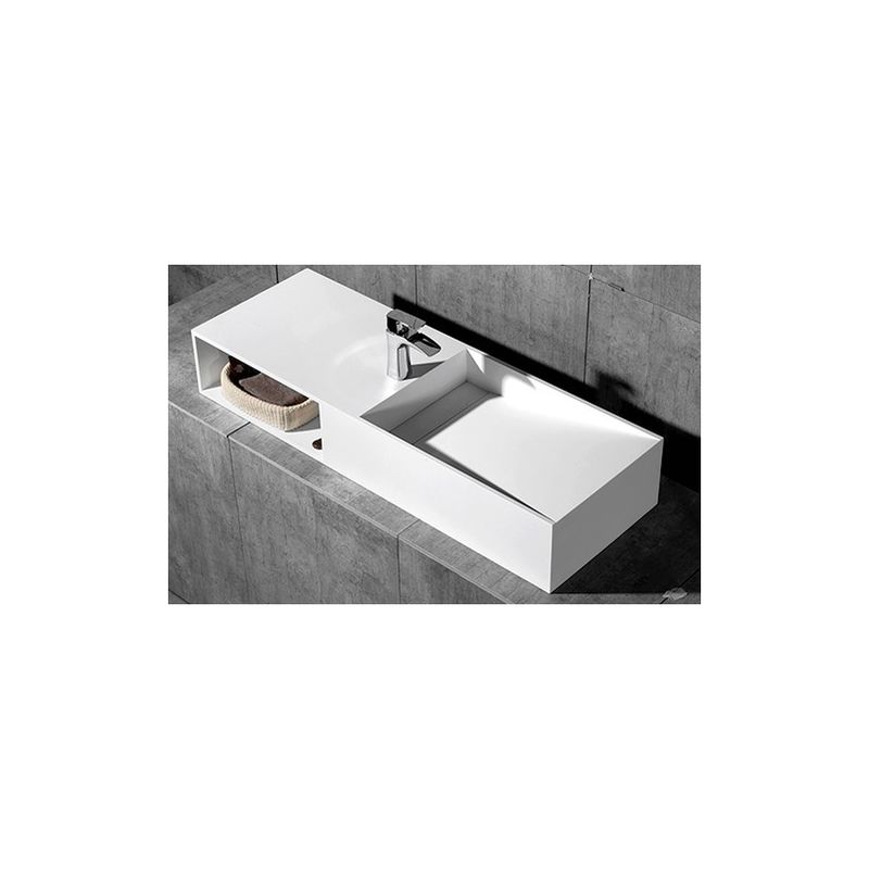 Lavabo da appoggioTWG06 in pietra solida (solid stone) - 120x42x20cm - bianco opaco