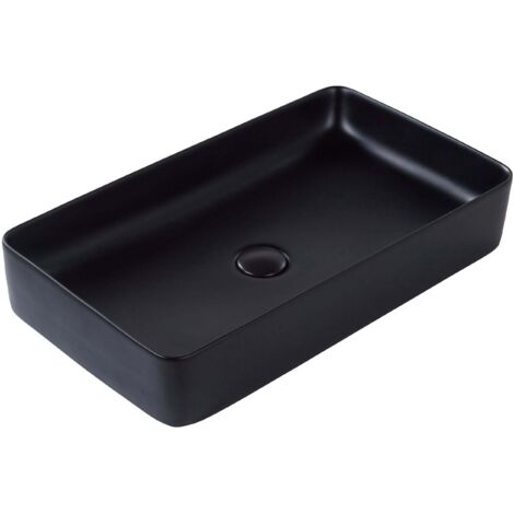 Lavabo da bagno classico rettangolare in ceramica finitura opaca 610 x 350 mm Nero Ulua