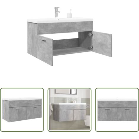 Lavabo da bagno -  Mobile da Bagno con Lavabo Integrato Grigio Cemento