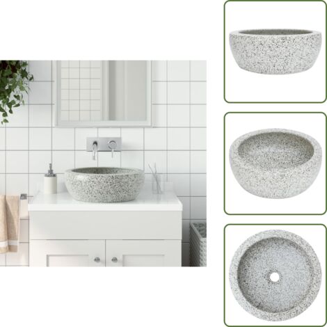 Lavabo da bagno - vidaXL Lavabo da Appoggio Grigio Rotondo Φ41x14 cm Ceramica - Lavabo da servizio