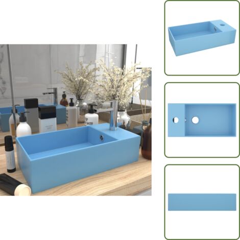 Lavabo da bagno - vidaXL Lavandino con Troppopieno in Ceramica Azzurro - Lavabo per cucina
