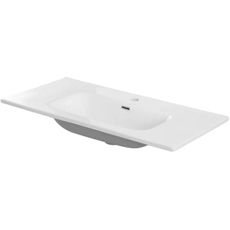 Lavabo da incasso 100x46 cm in ceramica bianco lucido